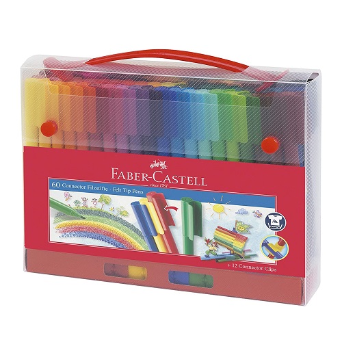 Faber Castell - Set da 60 pennarelli Connector Pens in valigetta - Novara  Belle Arti