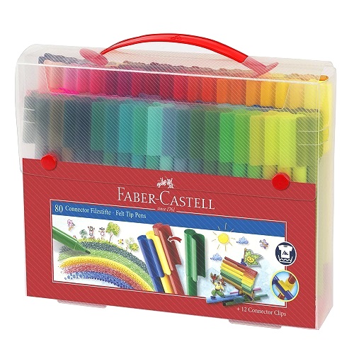 Faber Castell - Set da 80 pennarelli Connector Pens in valigetta