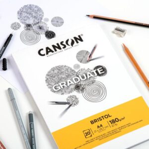 Canson – Graduate Bristol blocco A4, 20 fogli, 180 g/m², extra liscio
